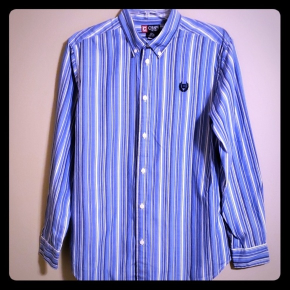 Long sleeve blue striped Chaps button down - Picture 1 of 5